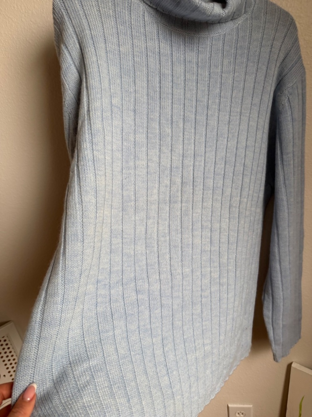 Banana Republic 100% Merino Wool Ribbed Turtleneck Sweater Blue Size XL - Picture 6 of 6